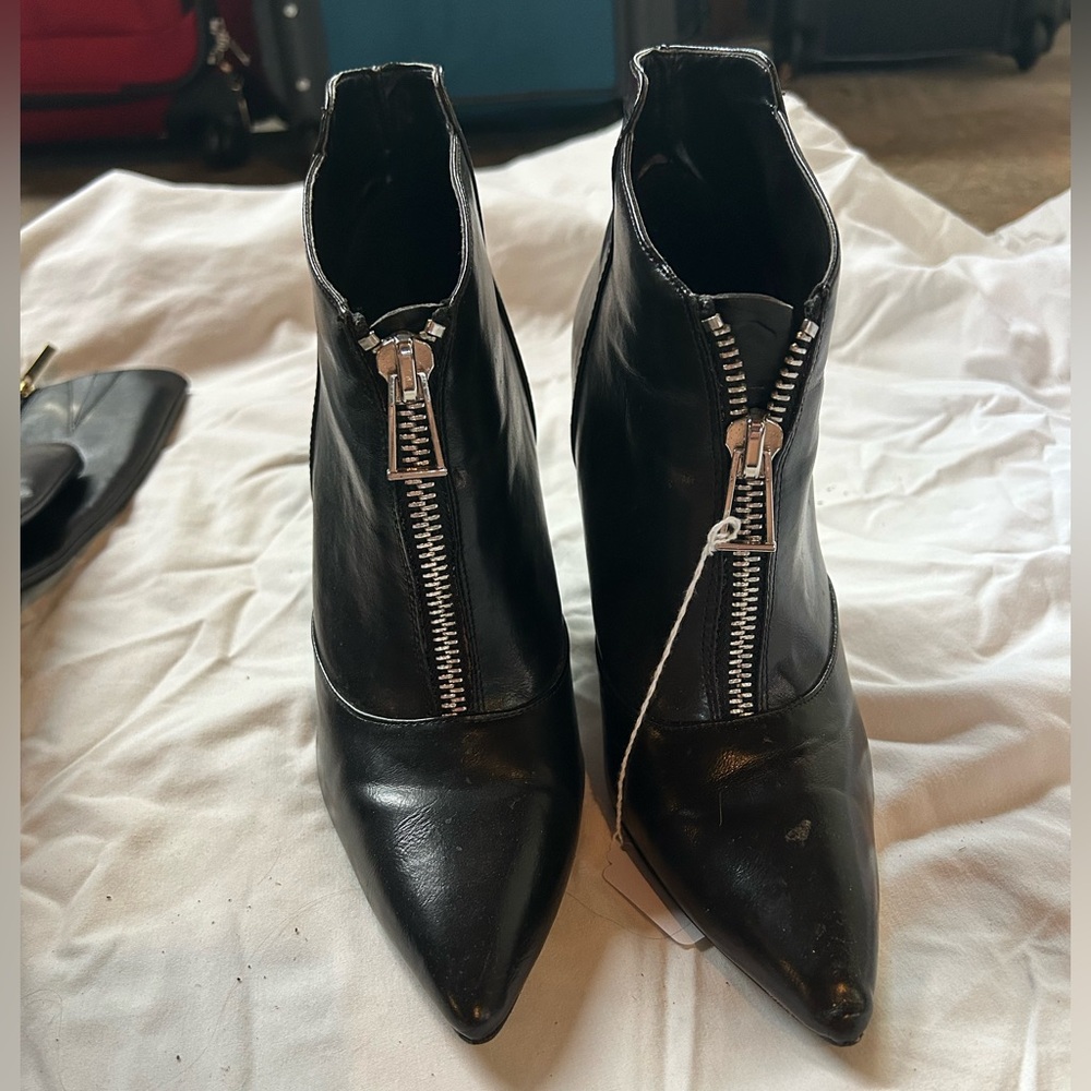 Zara Black Ankle Boots with Front Zipper